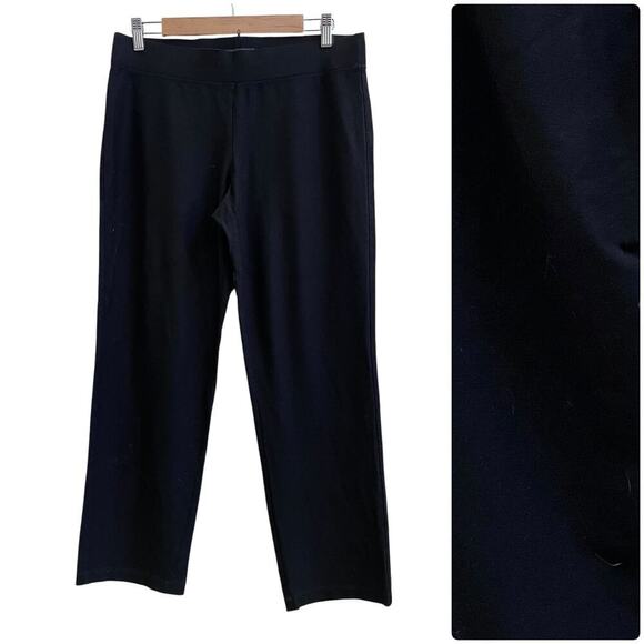 Eileen Fisher Black Stretch Slim Straight Crepe Pant Medium Minimalist Office - Picture 1 of 9